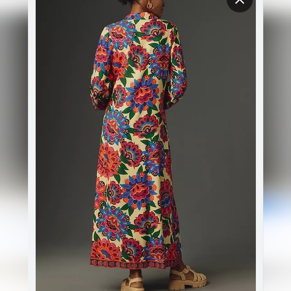 Farm Rio Long Sleeve Button Front Midi Dress - Picture 3 of 5